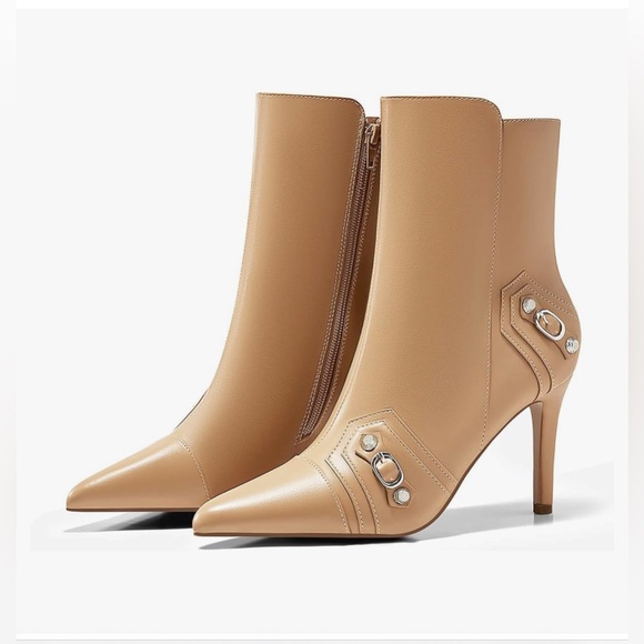 NIB 3.5” HIGH HEEL BOOTS/BOOTIES TAN/LIGHT BROWN-9.5M BOX & DUSTERS INCLUDED - Picture 7 of 12